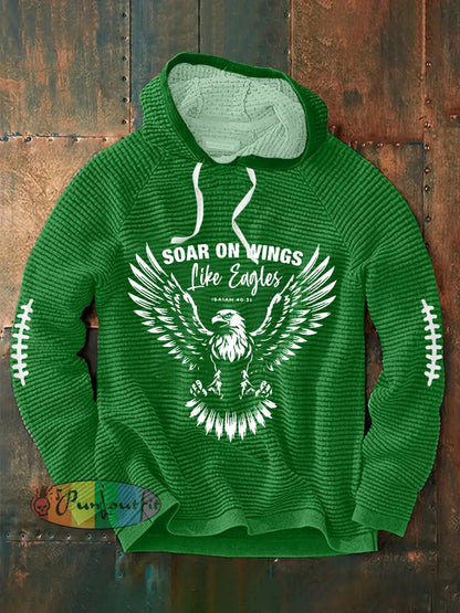 Men’s Football Fans Lovers Gameday Casual Long Sleeve French Terry Hoodie Green / S