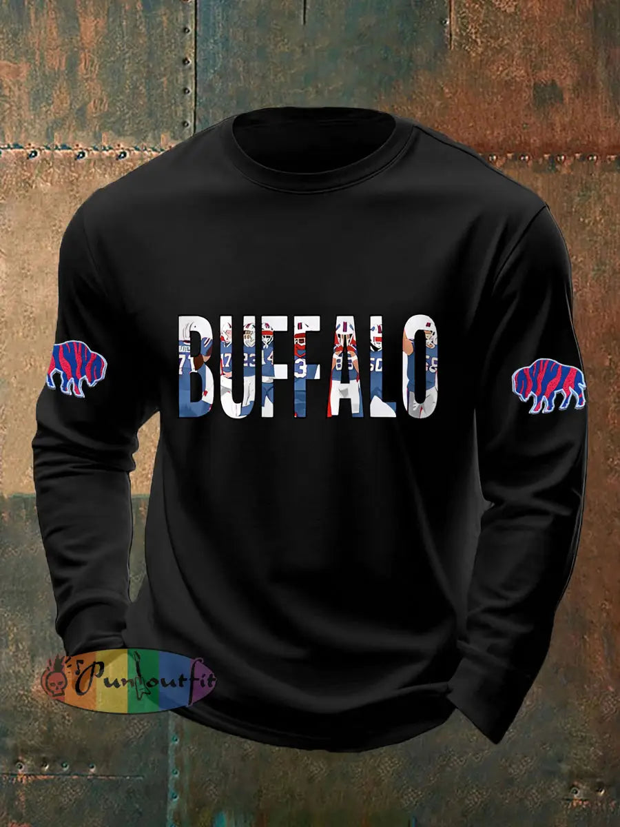 Men’s Football Fans Lovers Gameday Casual Long-Sleeve T-shirt Black / S