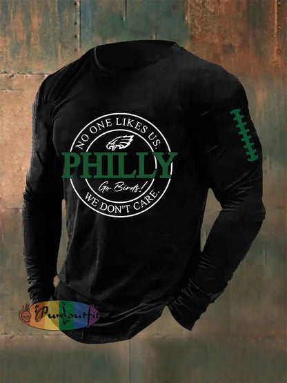 Men’s Football Fans Lovers Gameday Casual Long Sleeve T-shirt Black / S