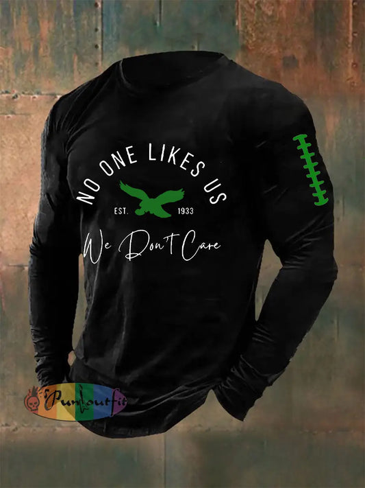 Men’s Football Fans Lovers Gameday Casual Long Sleeve T-shirt Black / S