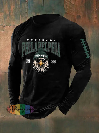 Men’s Football Fans Lovers Gameday Casual Long Sleeve T-shirt Black / S