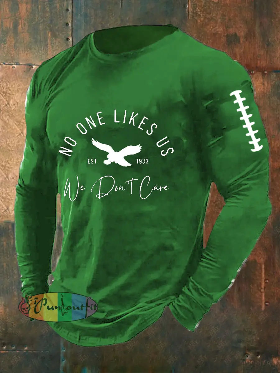 Men’s Football Fans Lovers Gameday Casual Long Sleeve T-shirt Green / S