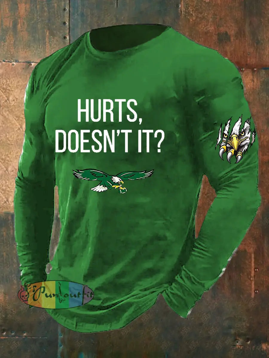 Men’s Football Fans Lovers Gameday Casual Long Sleeve T shirt Green / S