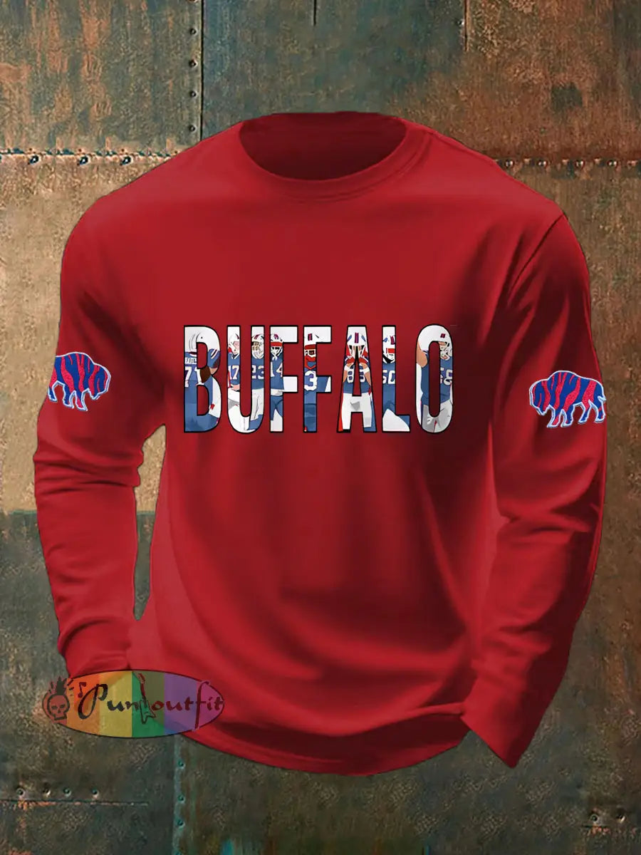 Men’s Football Fans Lovers Gameday Casual Long-Sleeve T-shirt Red / S