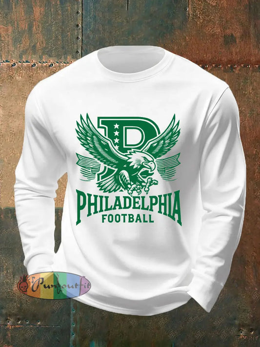 Men’s Football Fans Lovers Gameday Casual Long-Sleeve T-shirt White / S