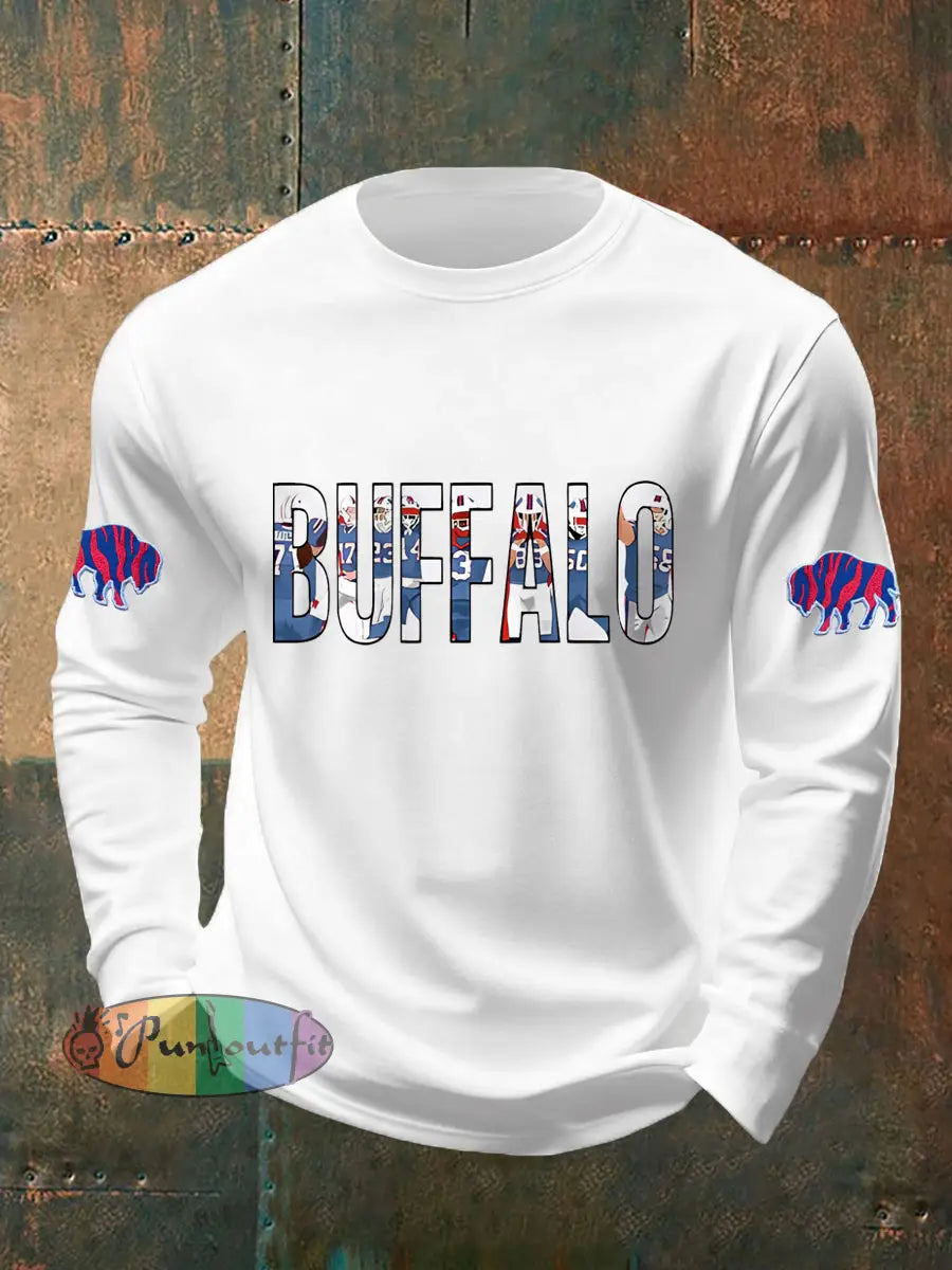 Men’s Football Fans Lovers Gameday Casual Long-Sleeve T-shirt White / S