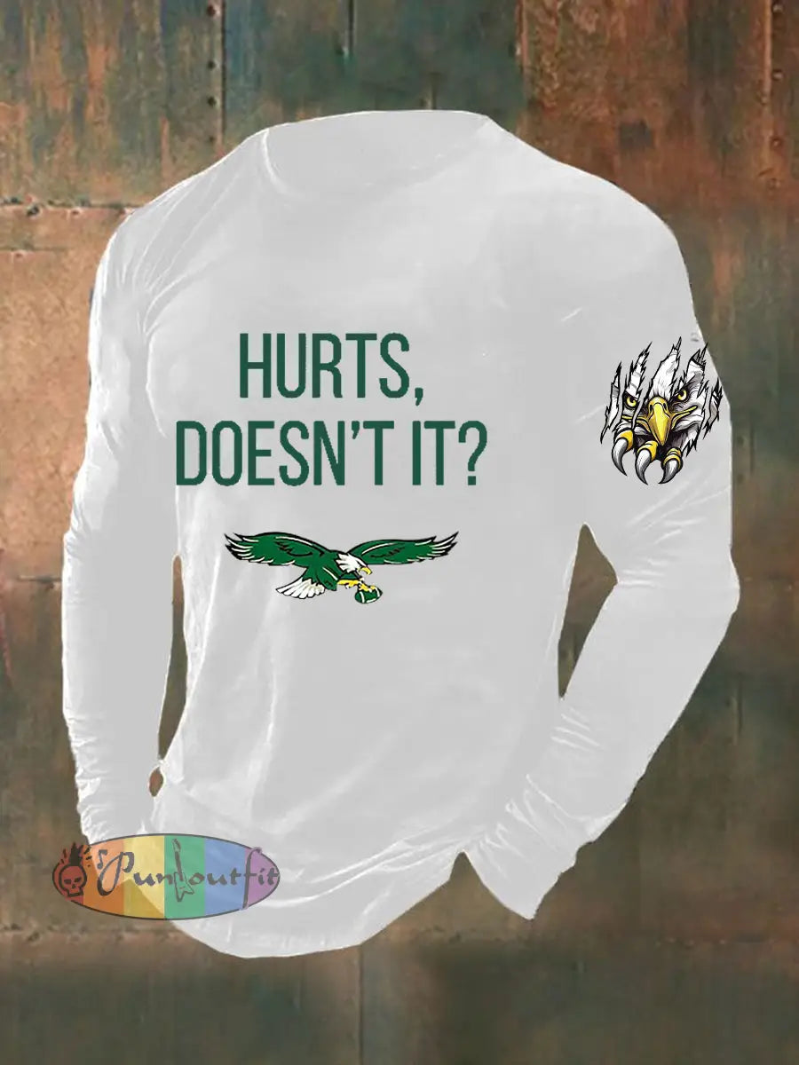 Men’s Football Fans Lovers Gameday Casual Long Sleeve T shirt White / S