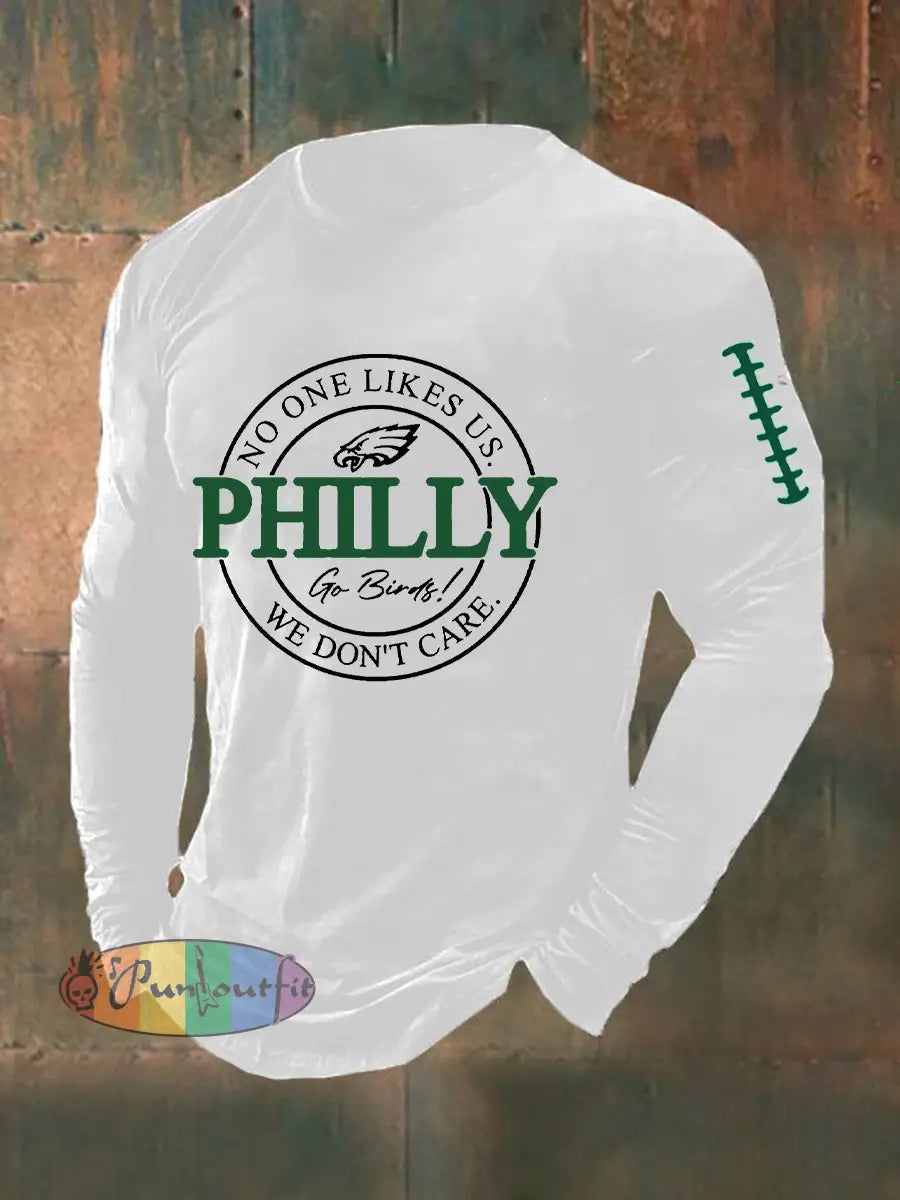Men’s Football Fans Lovers Gameday Casual Long Sleeve T-shirt White / S