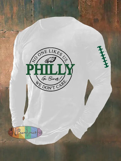 Men’s Football Fans Lovers Gameday Casual Long Sleeve T-shirt White / S