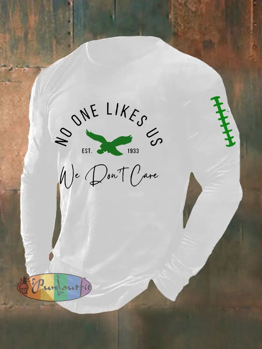 Men’s Football Fans Lovers Gameday Casual Long Sleeve T-shirt White / S