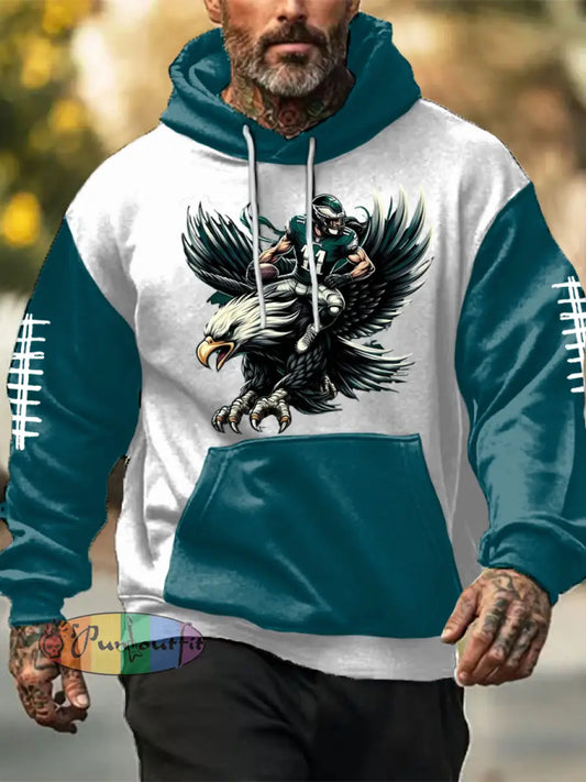 Men’s Football Fans Lovers Gameday Casual Oversized Drop-Shoulder Hoodie with Pockets As picture / S