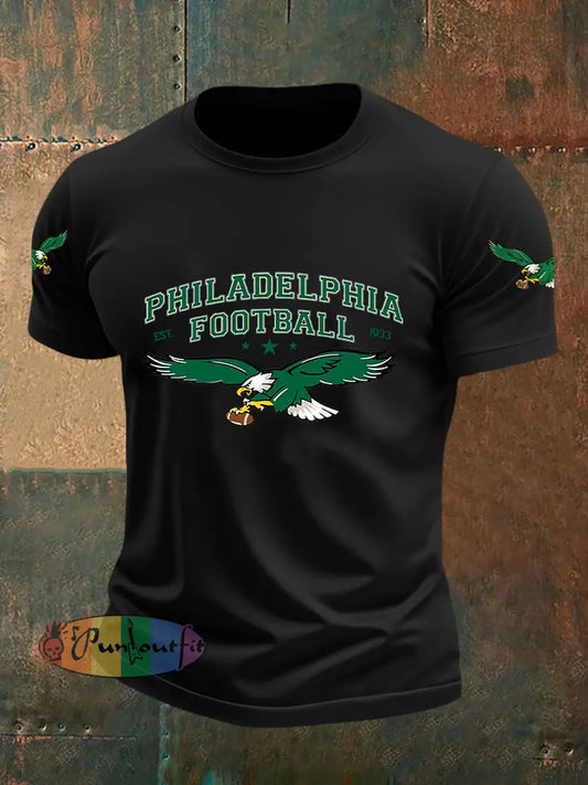 Men’s Football Fans Lovers Gameday Casual Short Sleeve T-shirt Black / S