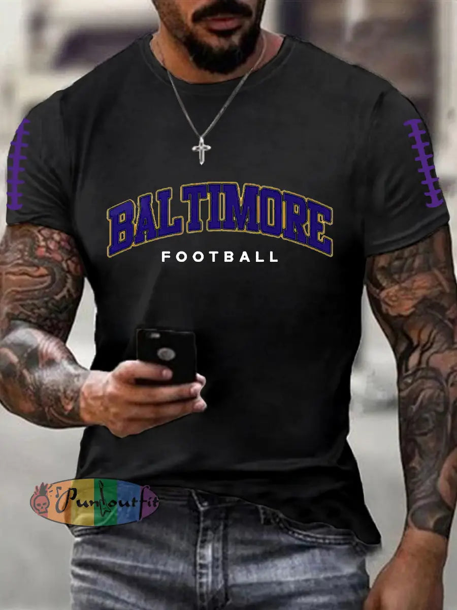 Men’s Football Fans Lovers Gameday Casual Short Sleeve T shirt Black / S