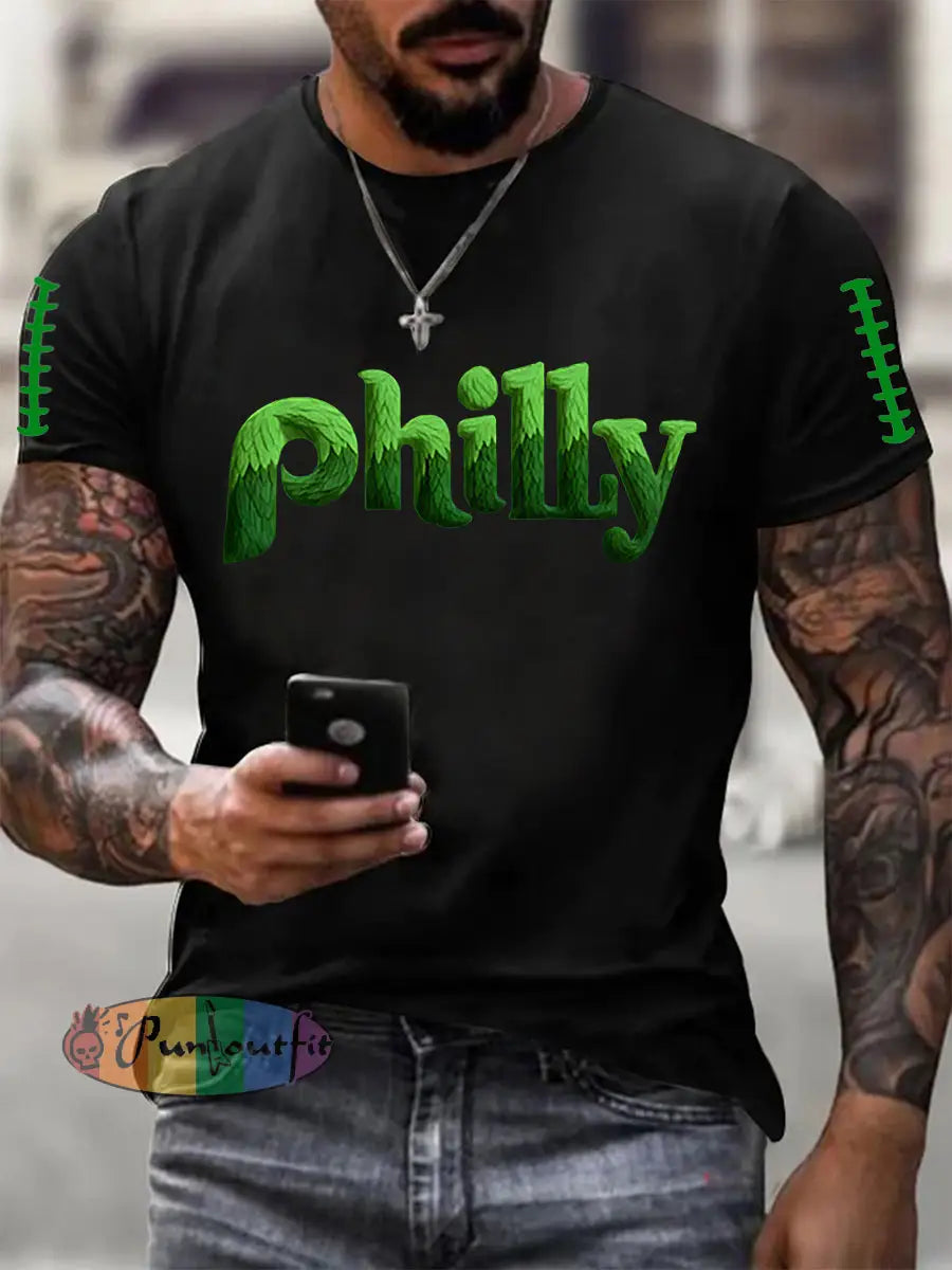 Men’s Football Fans Lovers Gameday Casual Short Sleeve T shirt Black / S