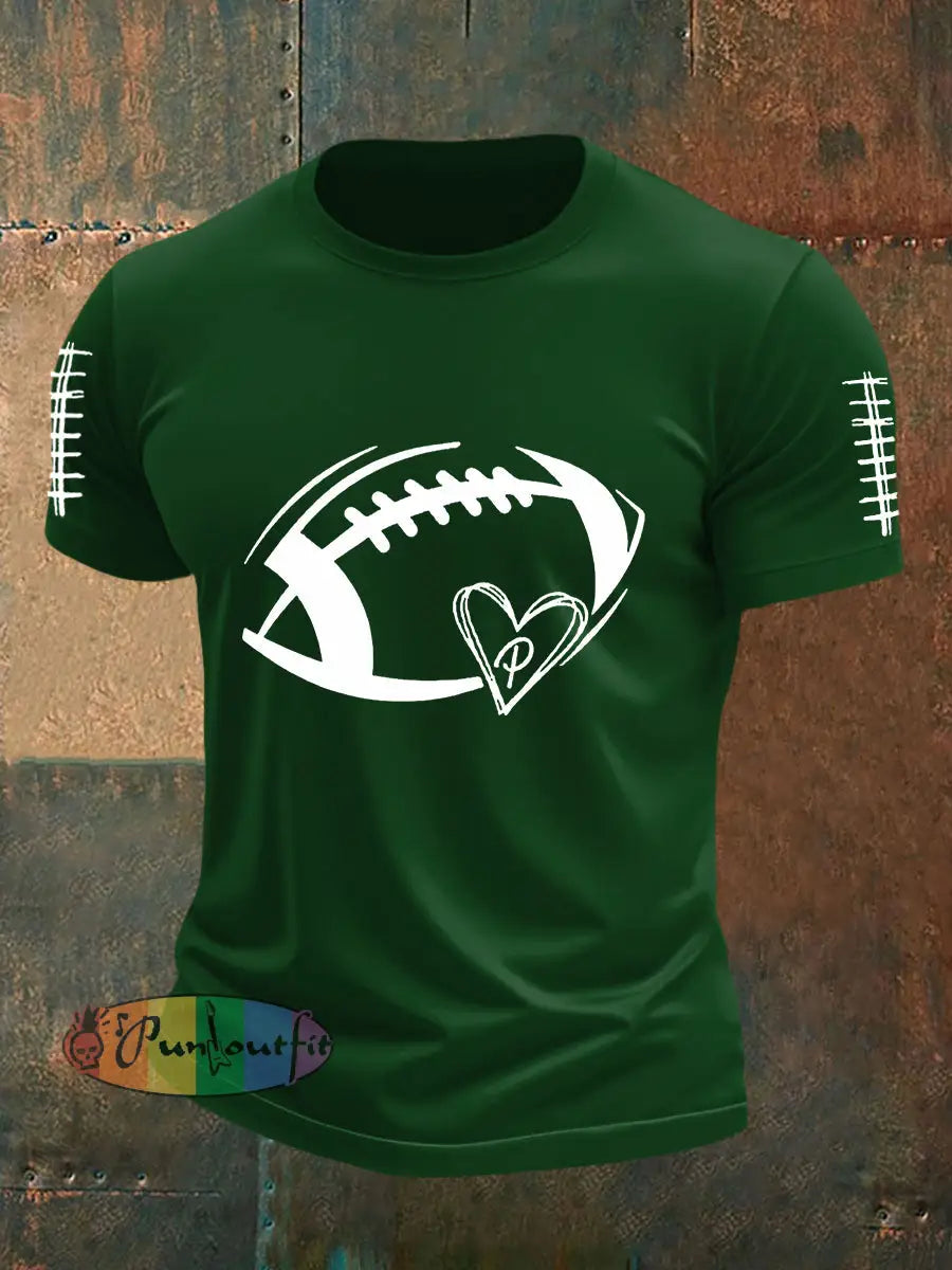 Men’s Football Fans Lovers Gameday Casual Short Sleeve T shirt Dark Green / S