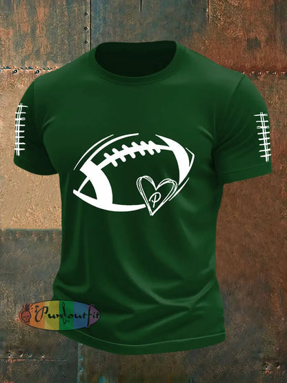 Men’s Football Fans Lovers Gameday Casual Short Sleeve T shirt Dark Green / S