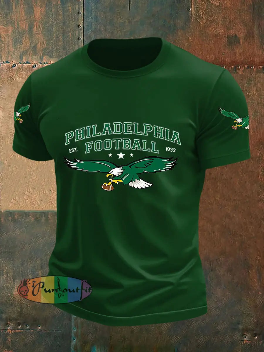 Men’s Football Fans Lovers Gameday Casual Short Sleeve T-shirt Dark Green / S