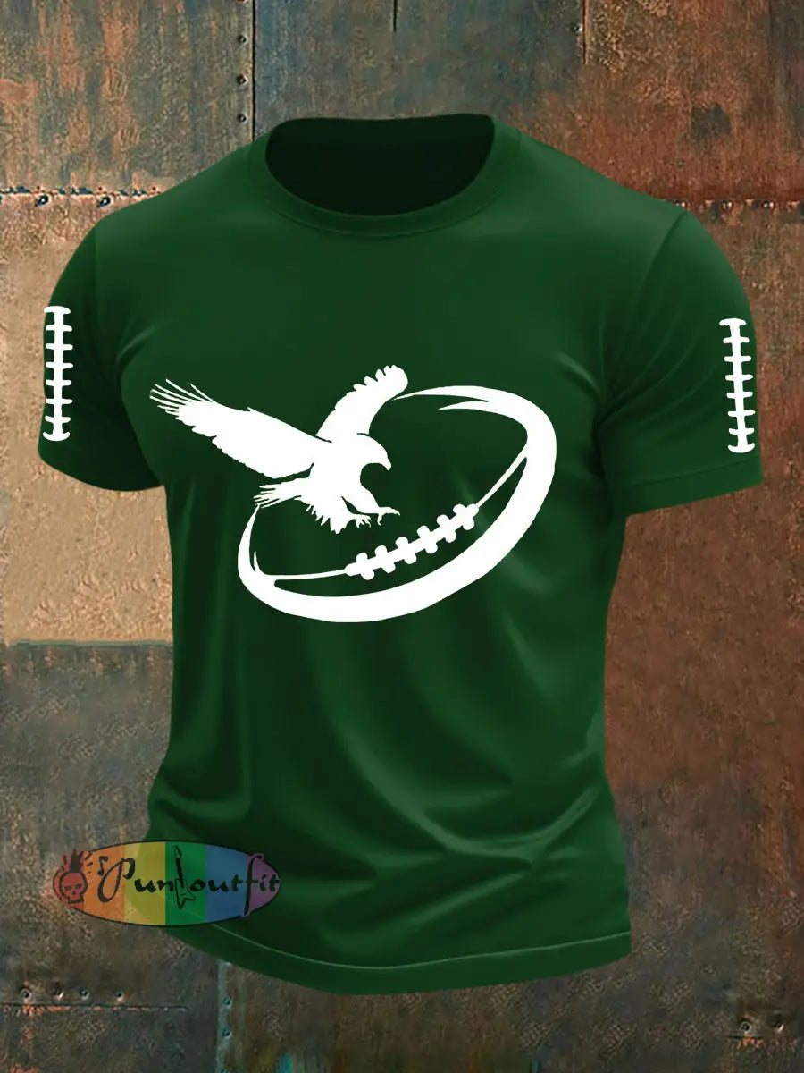 Men’s Football Fans Lovers Gameday Casual Short Sleeve T shirt Dark Green / S
