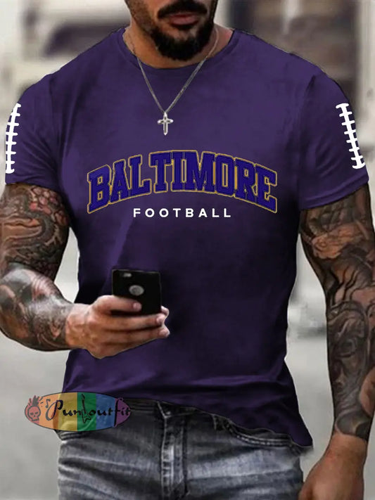 Men’s Football Fans Lovers Gameday Casual Short Sleeve T shirt Deep Purple / S