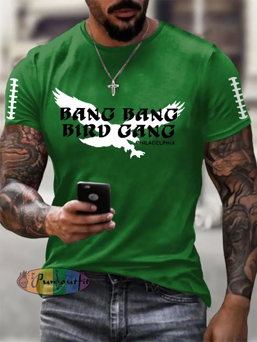Men’s Football Fans Lovers Gameday Casual Short Sleeve T-shirt Green / S