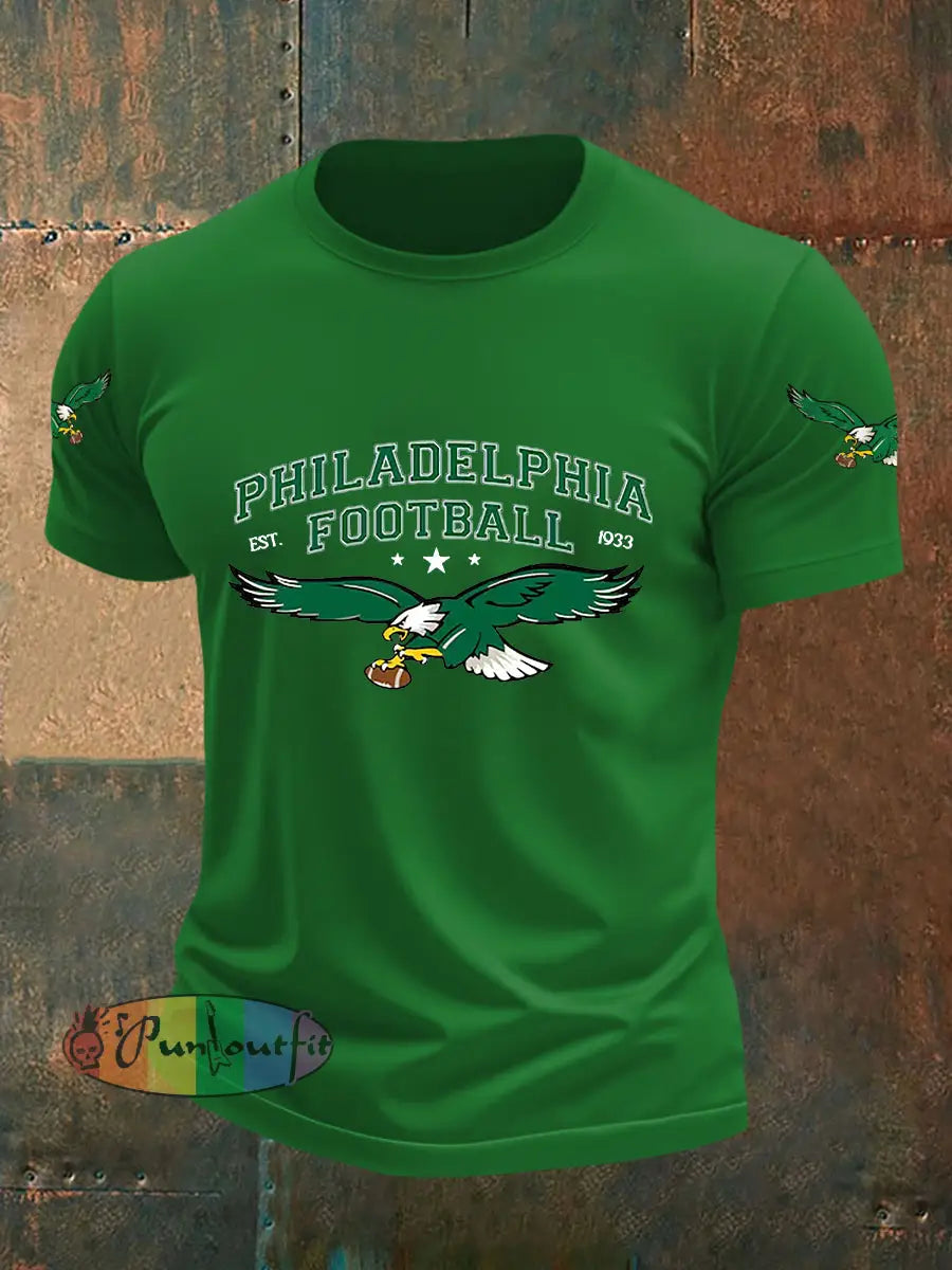 Men’s Football Fans Lovers Gameday Casual Short Sleeve T-shirt Green / S