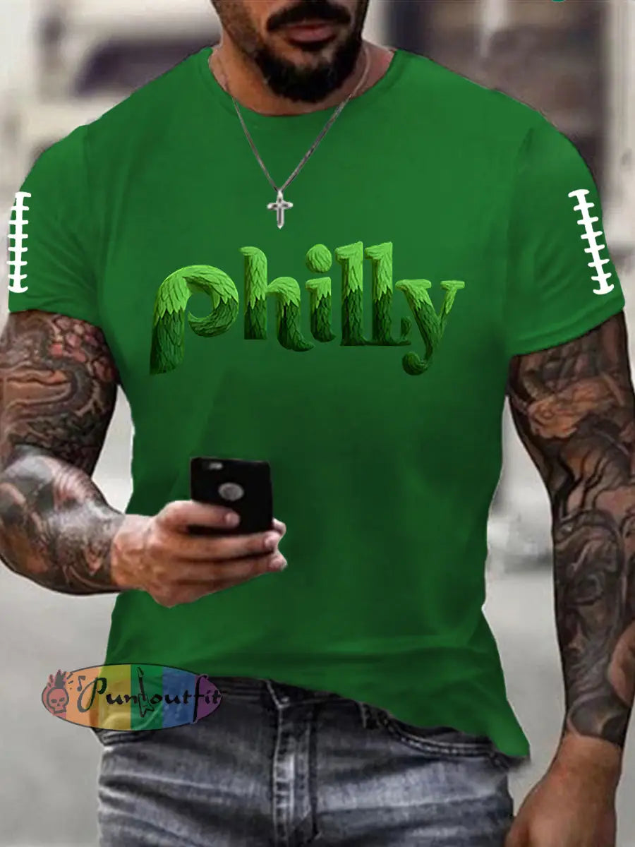 Men’s Football Fans Lovers Gameday Casual Short Sleeve T shirt Green / S