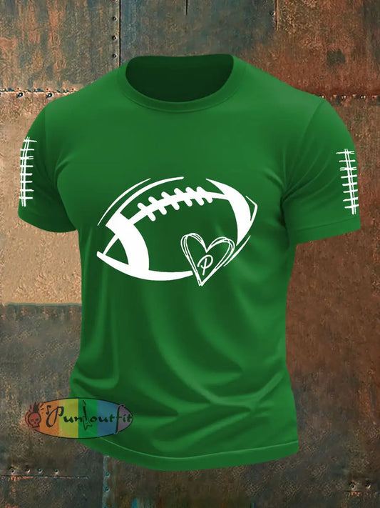 Men’s Football Fans Lovers Gameday Casual Short Sleeve T shirt Green / S