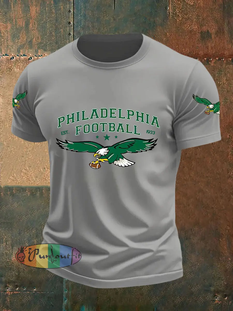 Men’s Football Fans Lovers Gameday Casual Short Sleeve T-shirt Light Gray / S