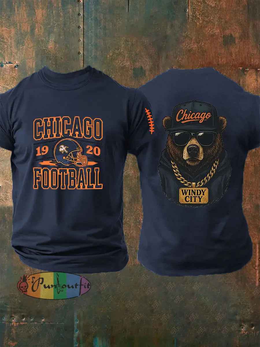 Men’s Football Fans Lovers Gameday Casual Short Sleeve T-shirt Navy Blue / S