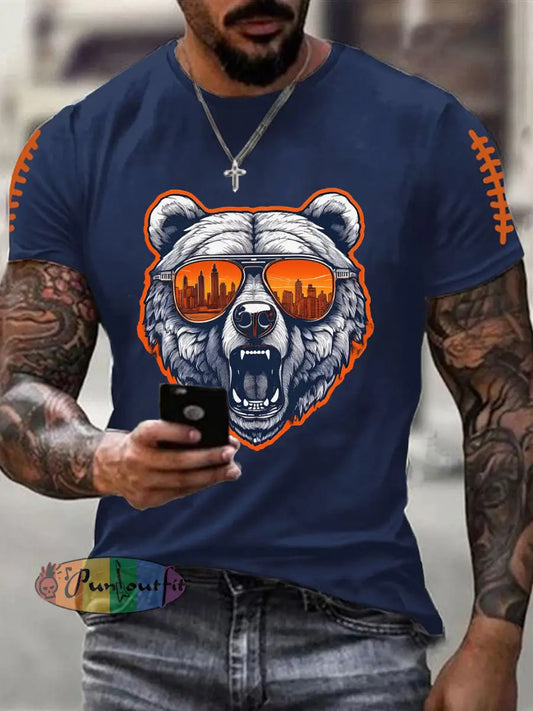 Men’s Football Fans Lovers Gameday Casual Short Sleeve T-shirt Navy Blue / S