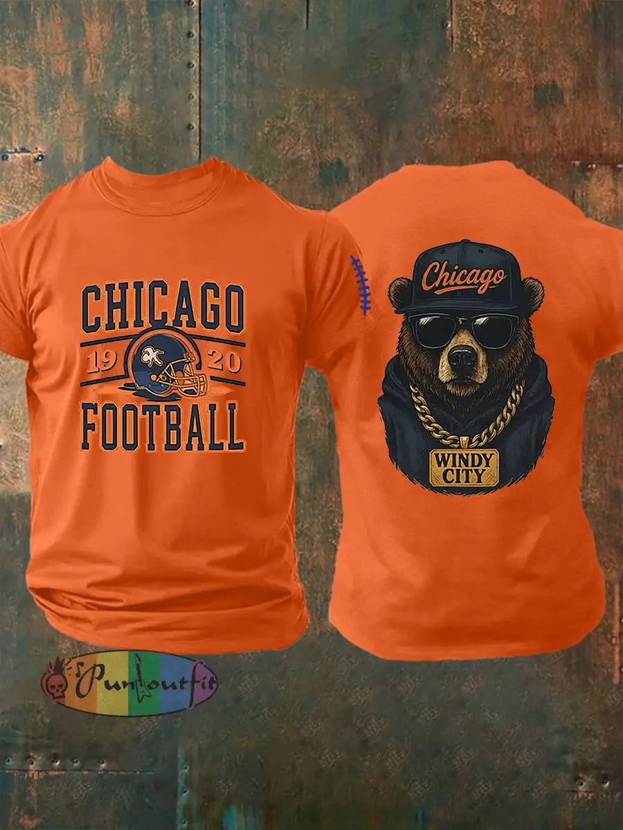 Men’s Football Fans Lovers Gameday Casual Short Sleeve T-shirt Orange / S