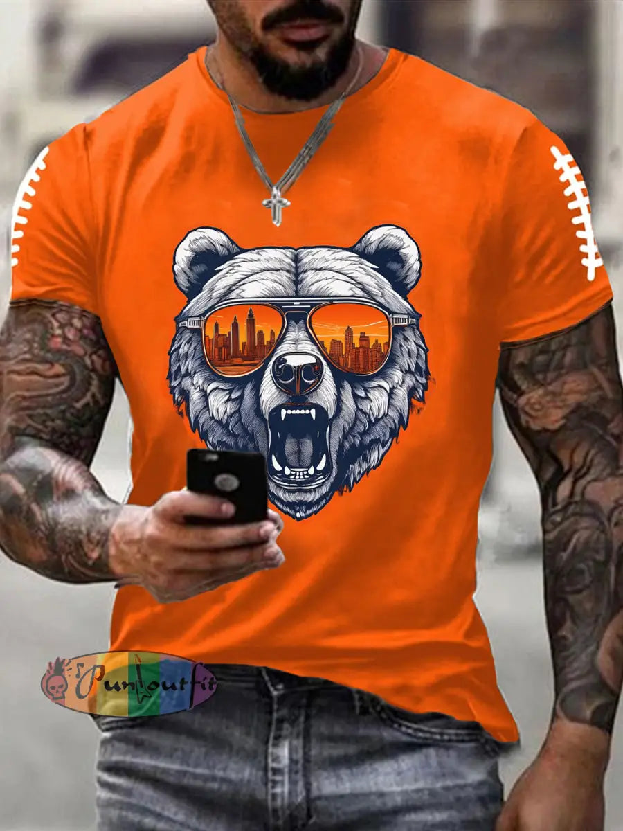 Men’s Football Fans Lovers Gameday Casual Short Sleeve T-shirt Orange / S