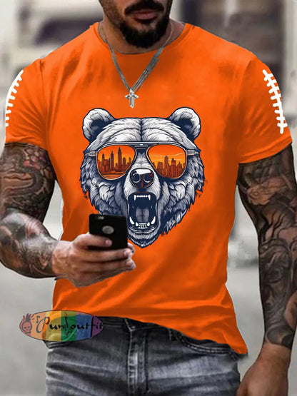 Men’s Football Fans Lovers Gameday Casual Short Sleeve T-shirt Orange / S