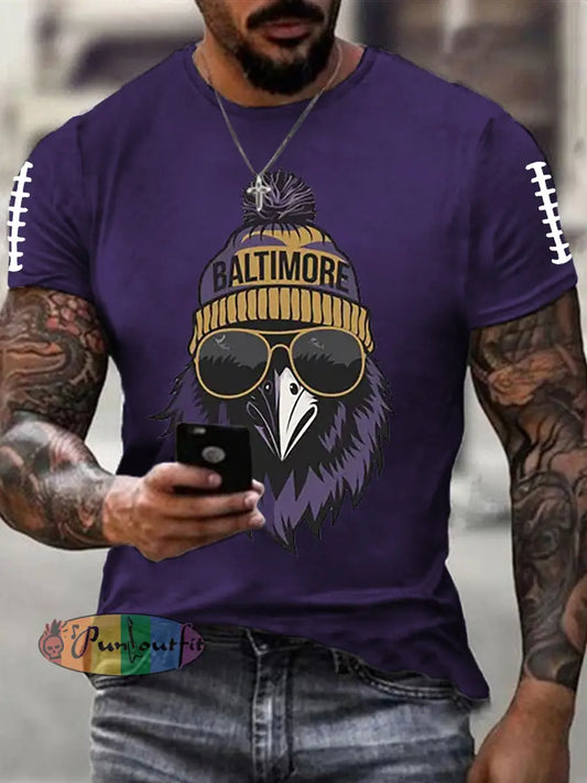 Men’s Football Fans Lovers Gameday Casual Short Sleeve T-shirt Purple / S
