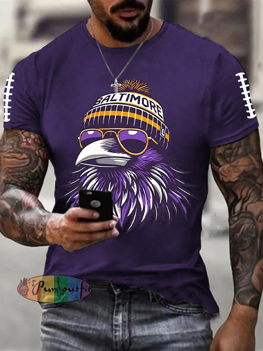 Men’s Football Fans Lovers Gameday Casual Short Sleeve T-shirt Purple / S
