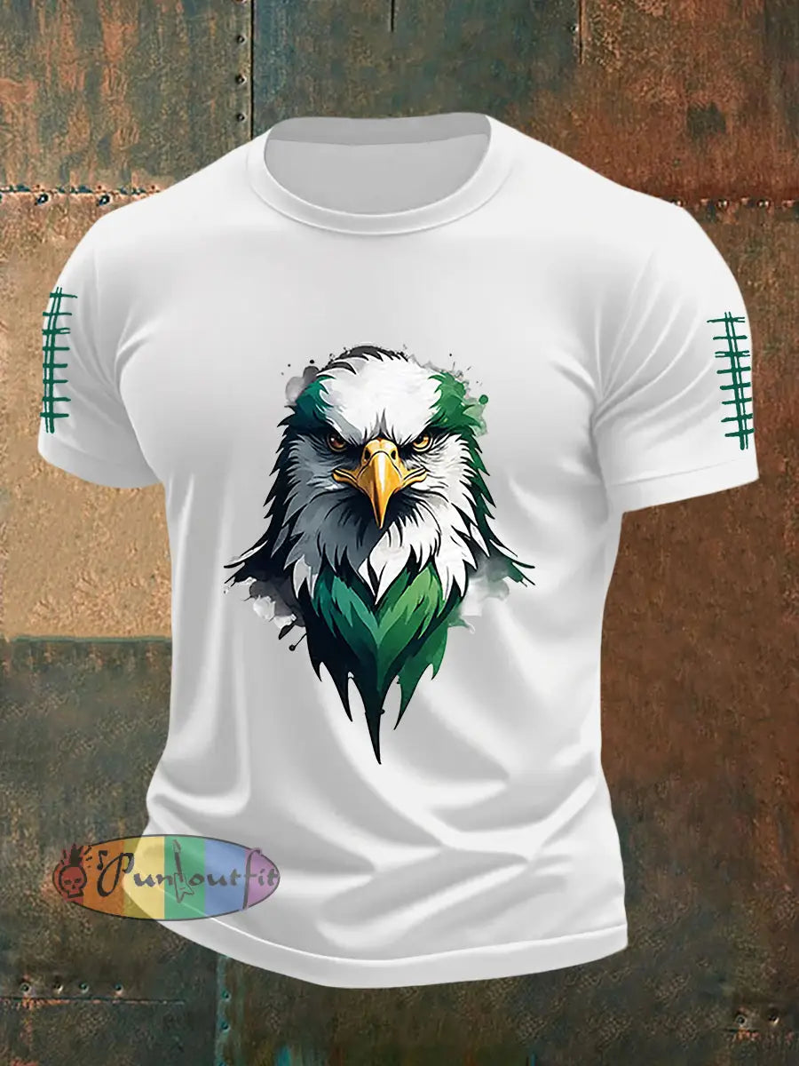 Men’s Football Fans Lovers Gameday Casual Short Sleeve T-shirt White / S