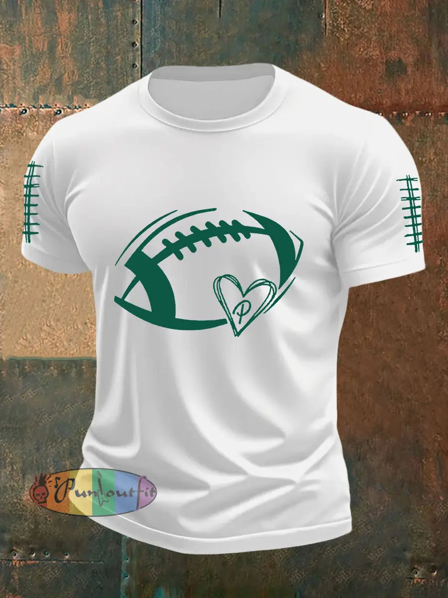 Men’s Football Fans Lovers Gameday Casual Short Sleeve T shirt White / S