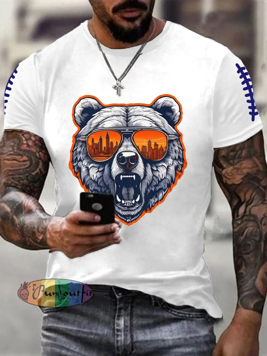 Men’s Football Fans Lovers Gameday Casual Short Sleeve T-shirt White / S
