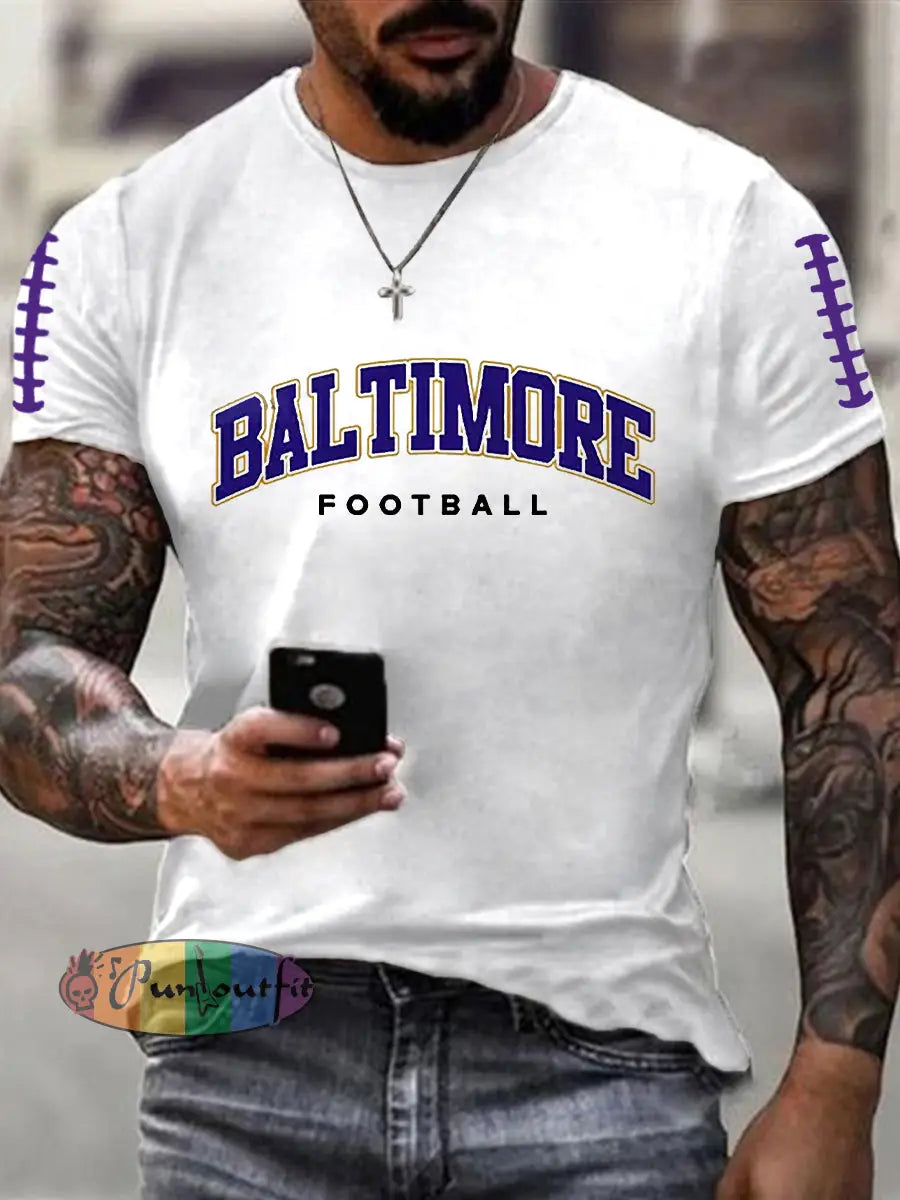 Men’s Football Fans Lovers Gameday Casual Short Sleeve T shirt White / S