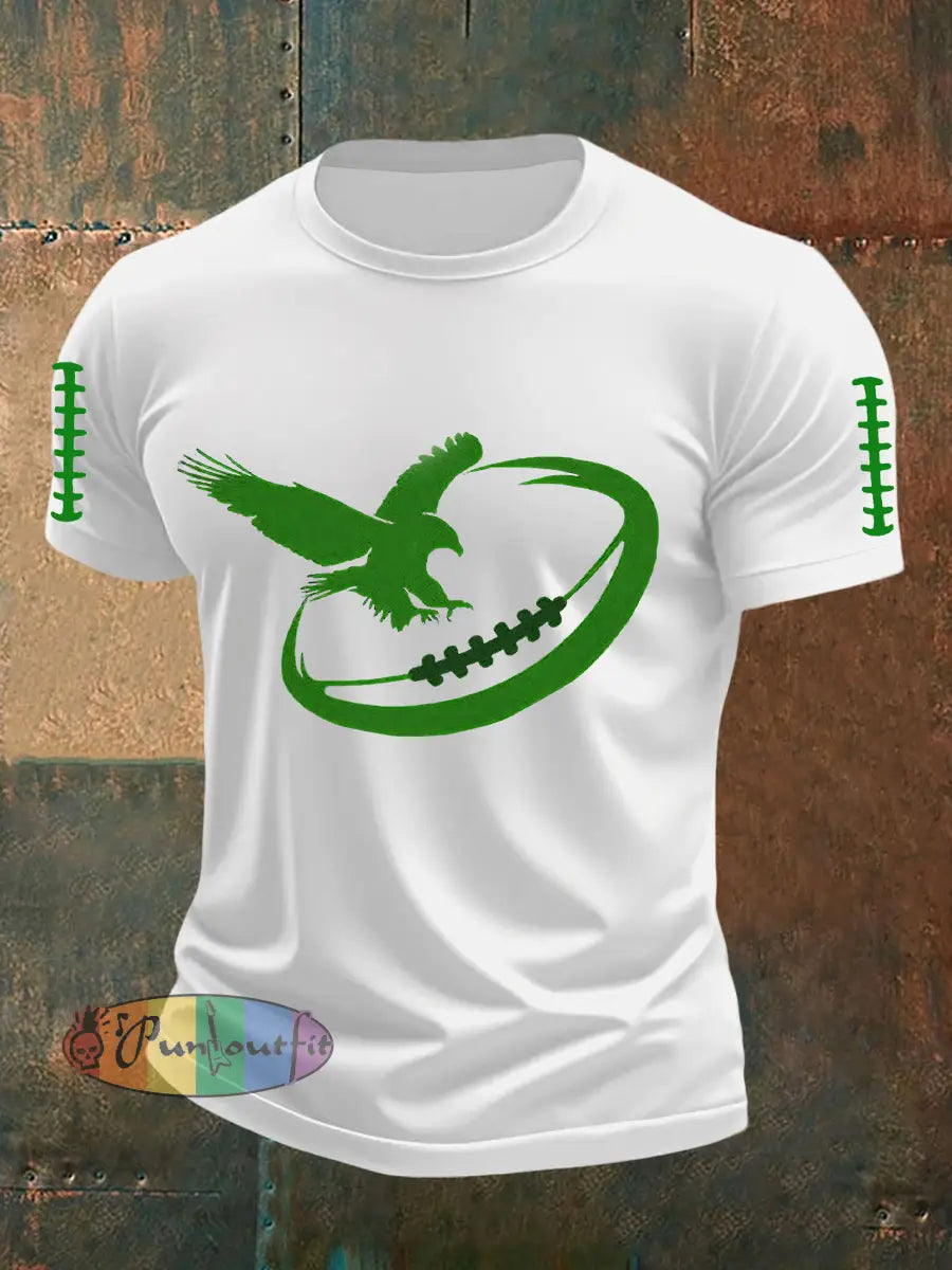 Men’s Football Fans Lovers Gameday Casual Short Sleeve T shirt White / S
