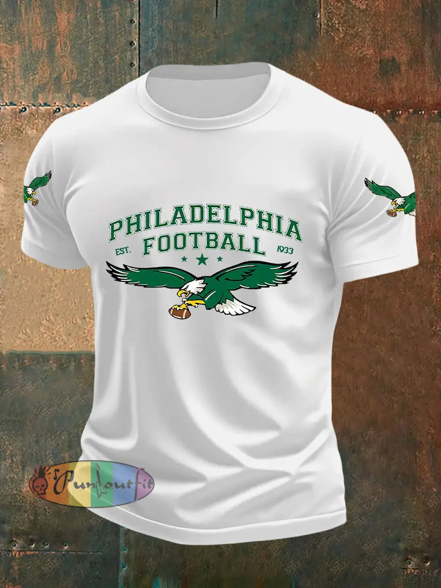 Men’s Football Fans Lovers Gameday Casual Short Sleeve T-shirt White / S
