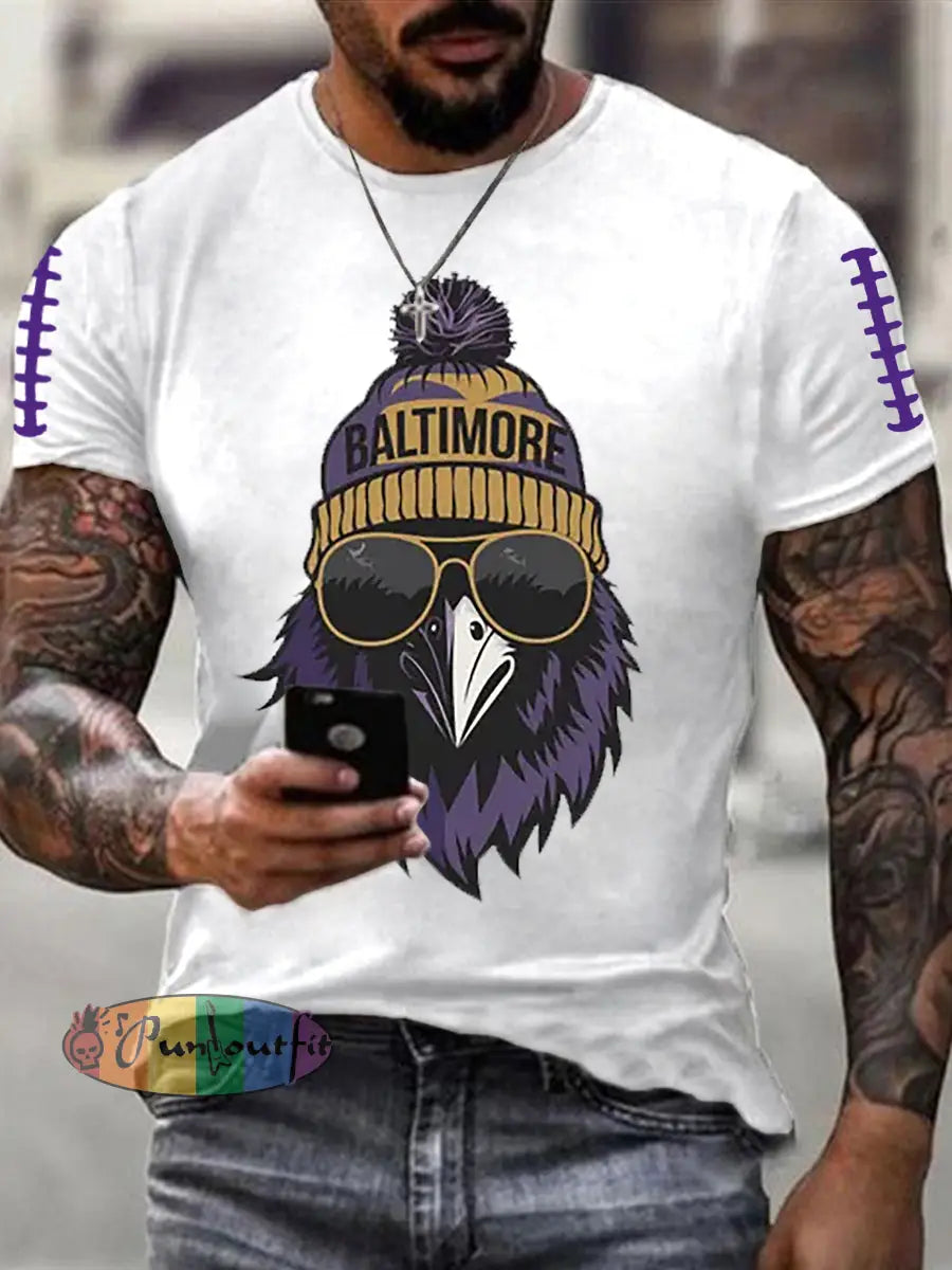 Men’s Football Fans Lovers Gameday Casual Short Sleeve T-shirt White / S