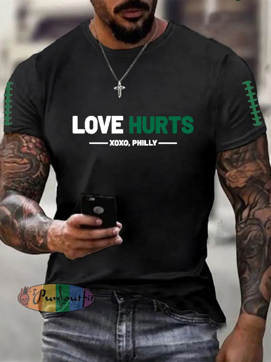 Men’s Football Fans Lovers Gameday Casual Short Sleeve Tee Black / S