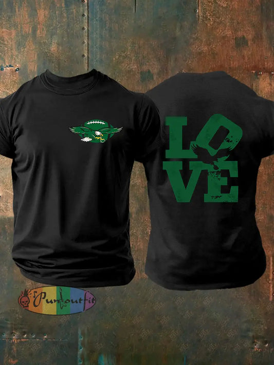 Men’s Football Fans Lovers Gameday Casual Short Sleeve Tee Black / S