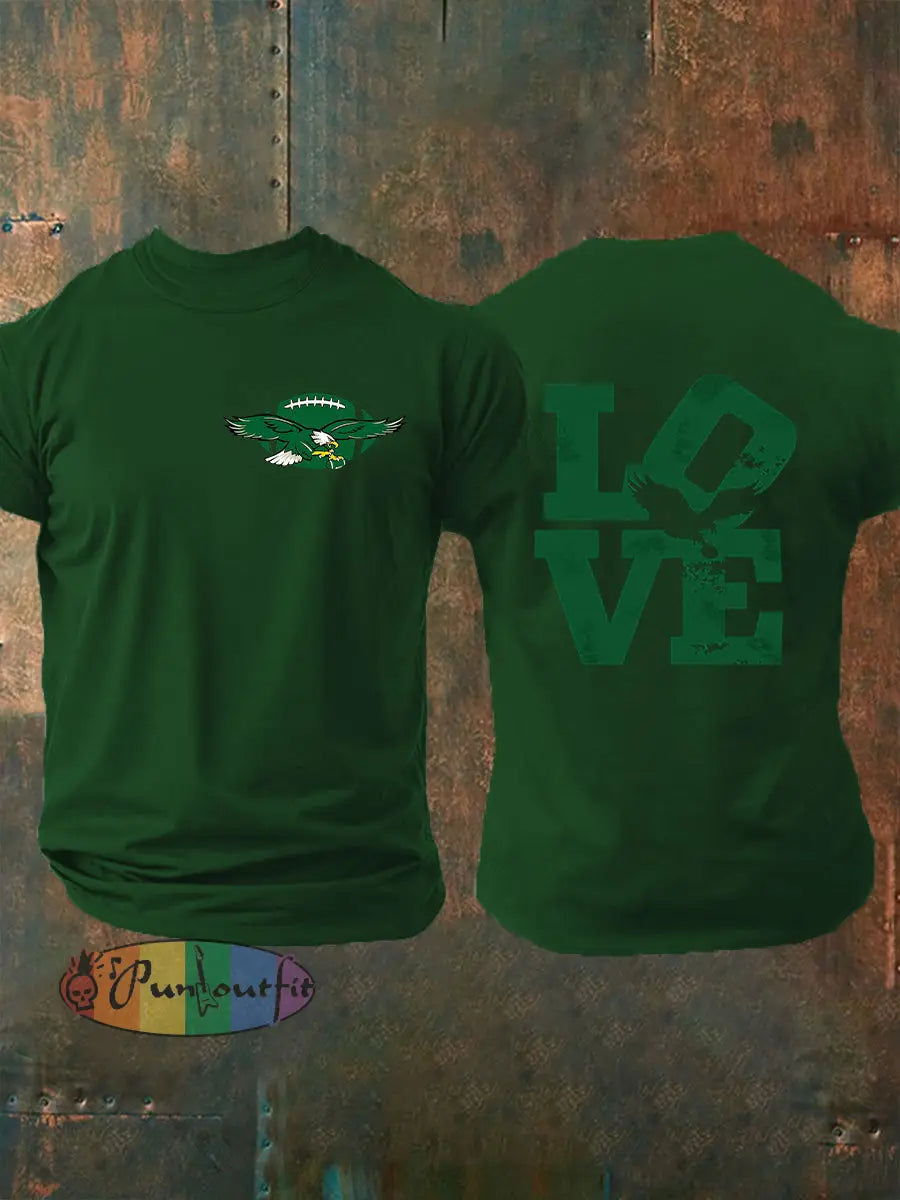Men’s Football Fans Lovers Gameday Casual Short Sleeve Tee Dark Green / S