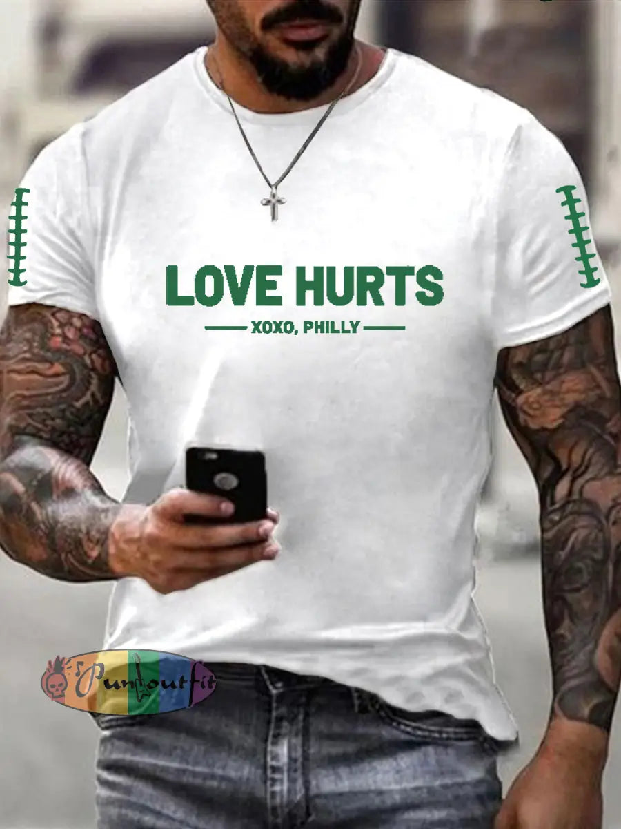 Men’s Football Fans Lovers Gameday Casual Short Sleeve Tee White / S