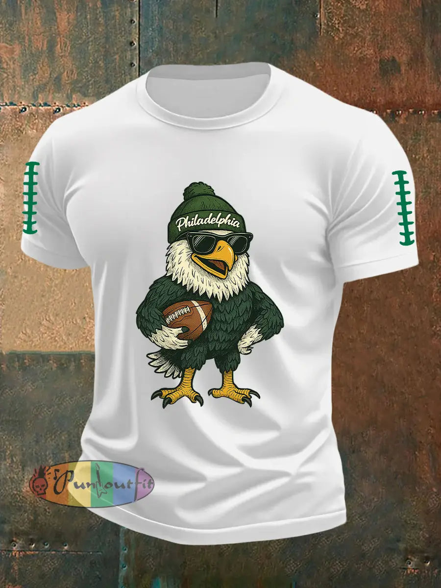 Men’s Football Fans Lovers Gameday Casual Short Sleeve Tee White / S