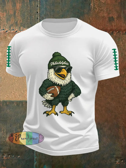 Men’s Football Fans Lovers Gameday Casual Short Sleeve Tee White / S