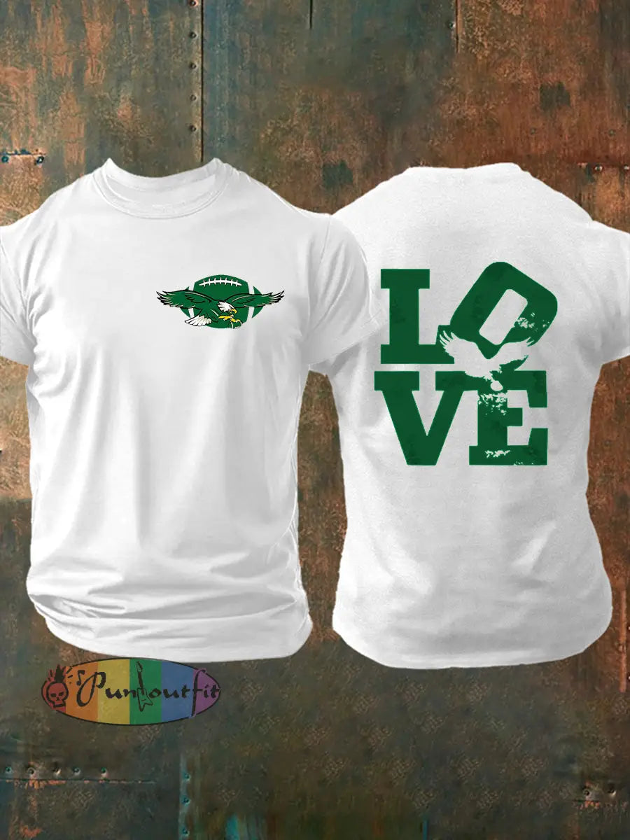 Men’s Football Fans Lovers Gameday Casual Short Sleeve Tee White / S