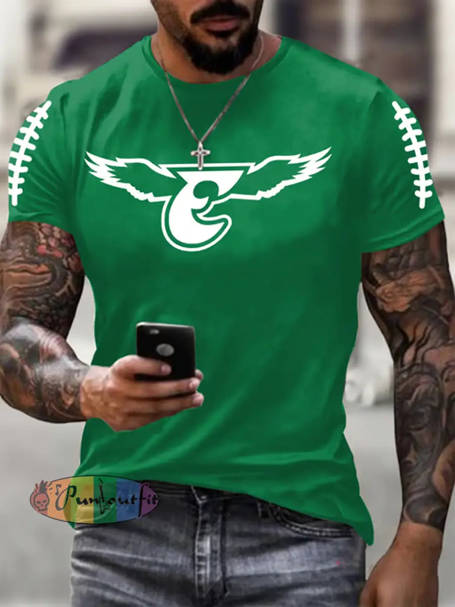 Men’s Football Fans Lovers Gameday Casual short sleeves t-shirt Green / S